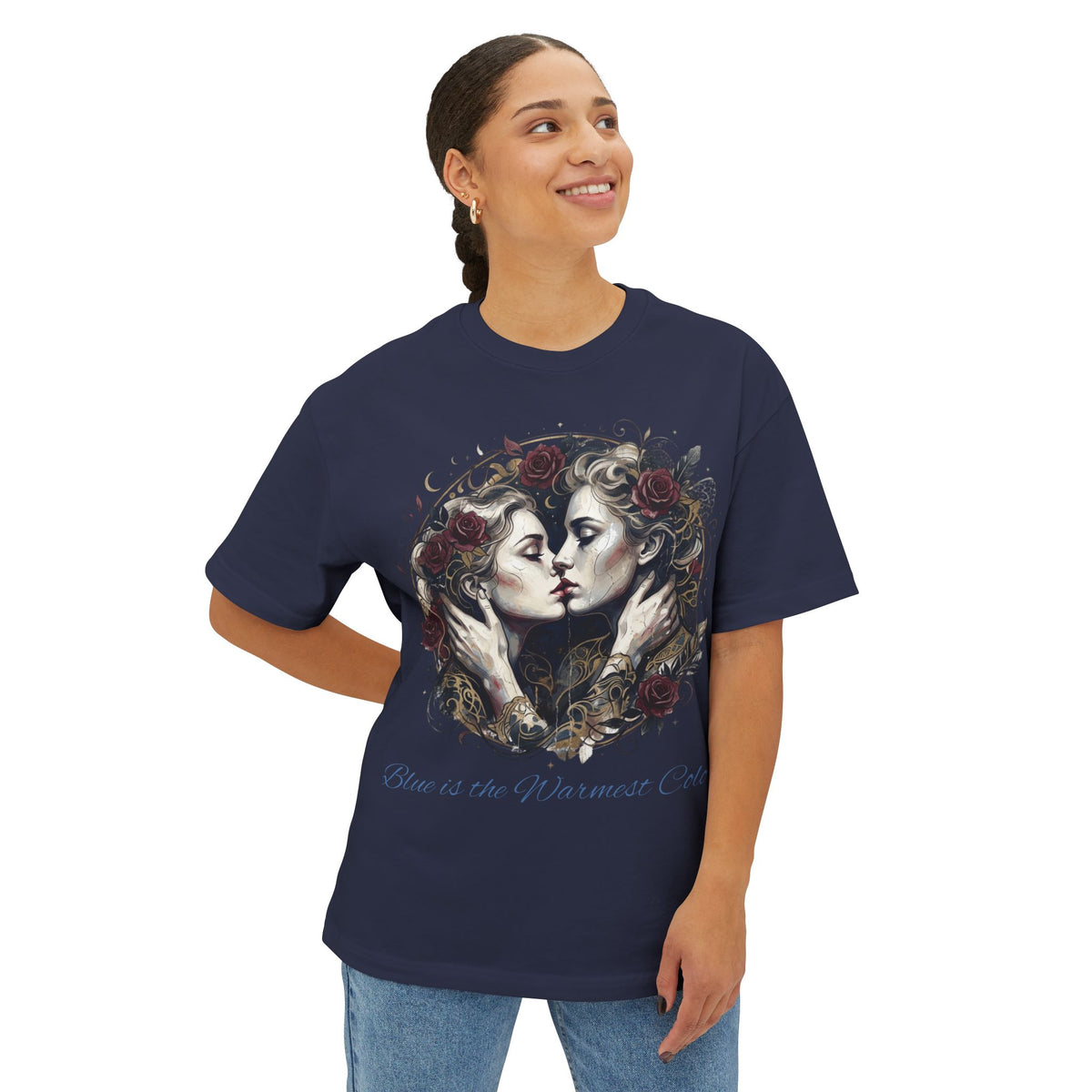 The Warmest Blue Graphic Tee — Floral Mirror Portrait Graphic