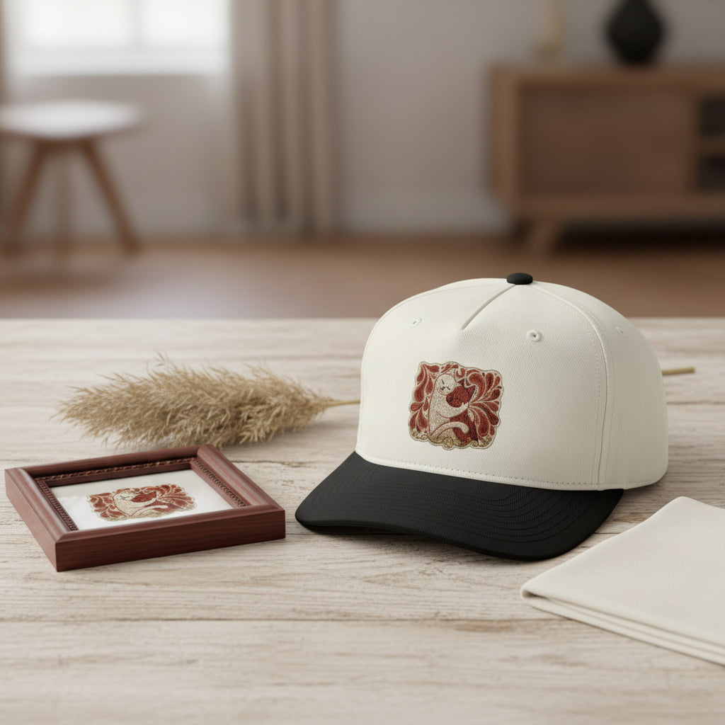 Vintage Floral Cat Trucker Hat