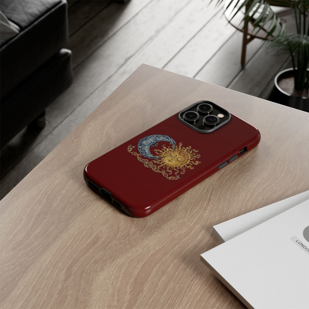 Sun & Moon Tough Phone Case — Celestial Vintage Design for Astrology Lovers