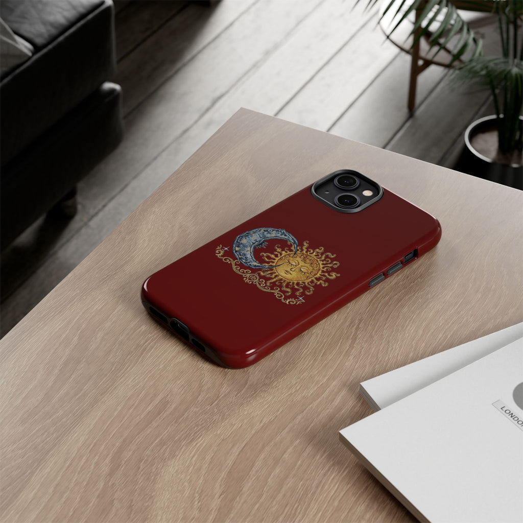 Sun & Moon Tough Phone Case — Celestial Vintage Design for Astrology Lovers