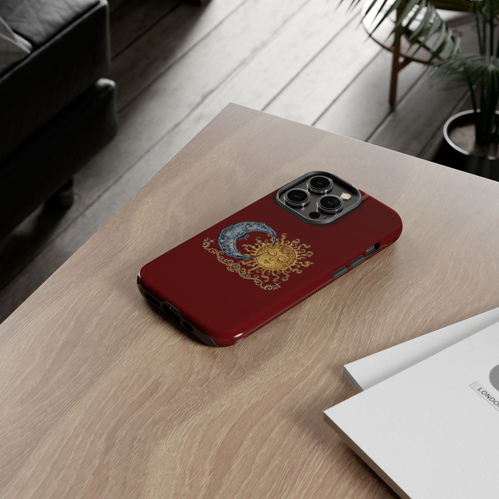 Sun & Moon Tough Phone Case — Celestial Vintage Design for Astrology Lovers