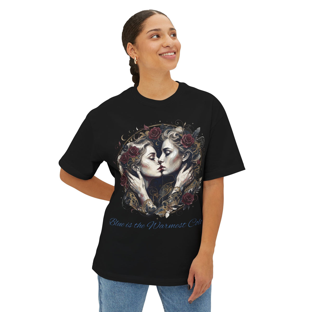 The Warmest Blue Graphic Tee — Floral Mirror Portrait Graphic