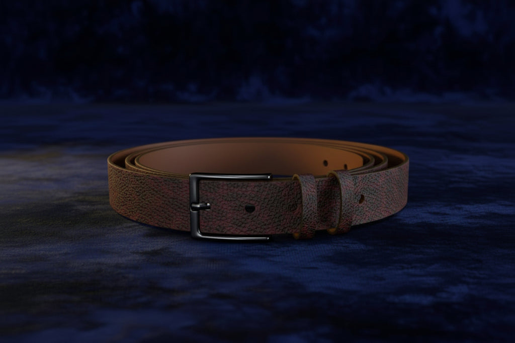 Dark Maroon  Textured Leather Belt - Authentic Patina Edition