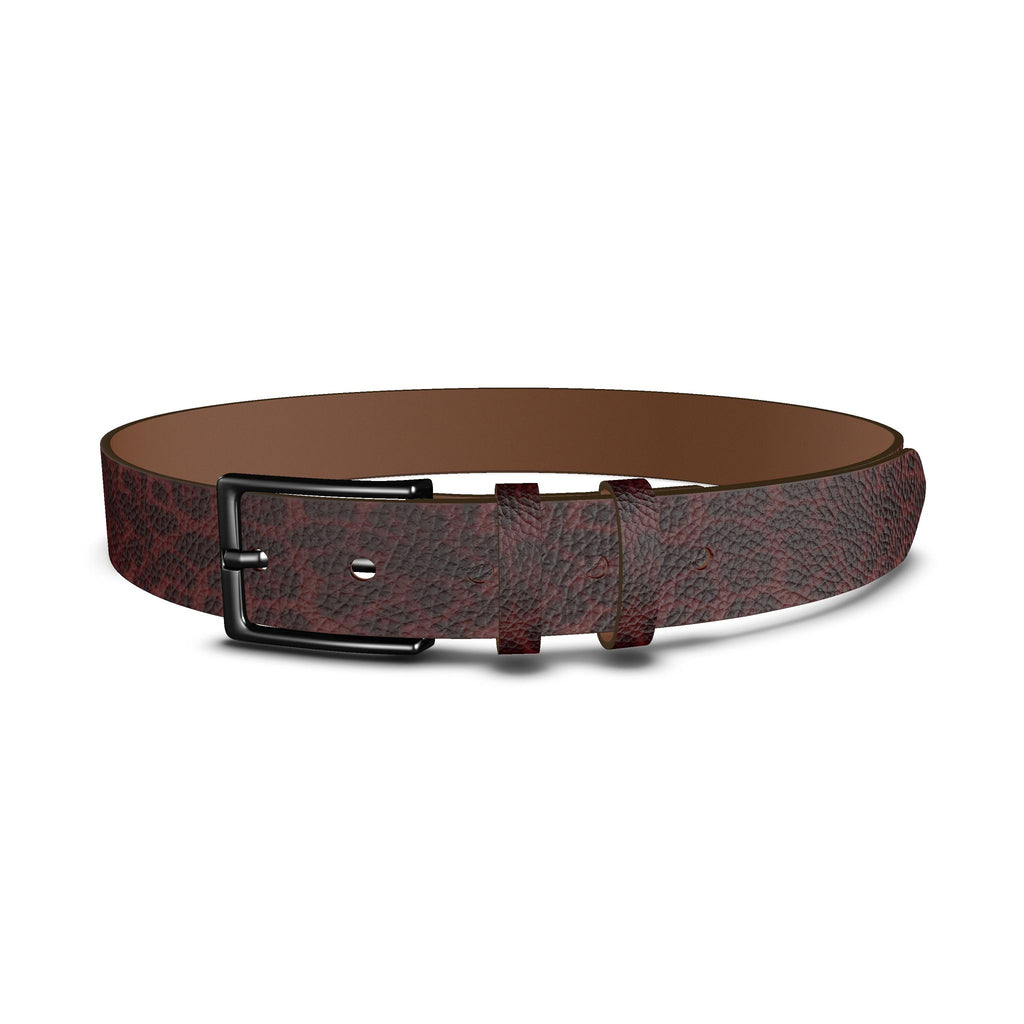 Dark Maroon  Textured Leather Belt - Authentic Patina Edition