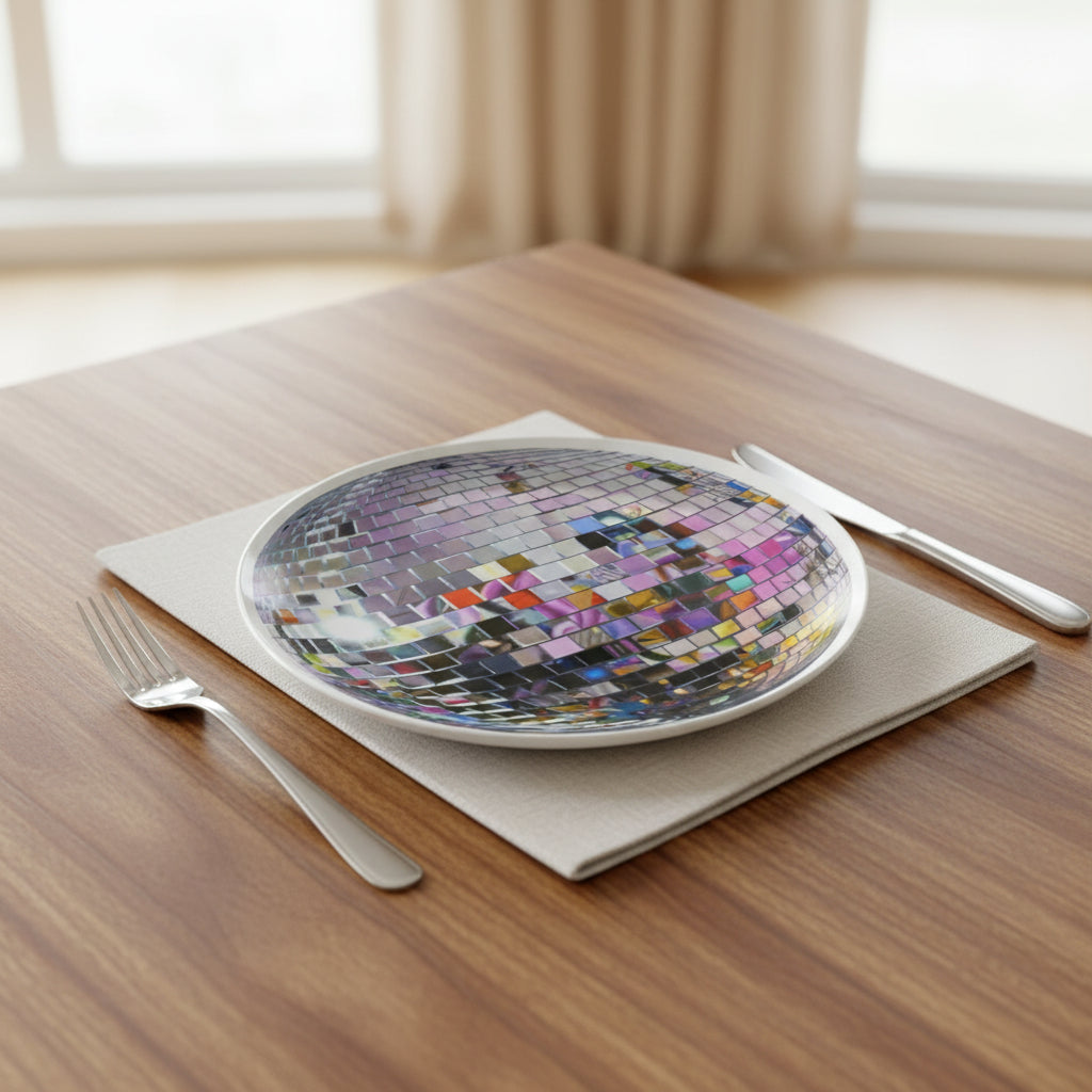 Disco Ball Ceramic Dinner Plate – Retro Glam Aesthetic Tableware ( Set of 2)