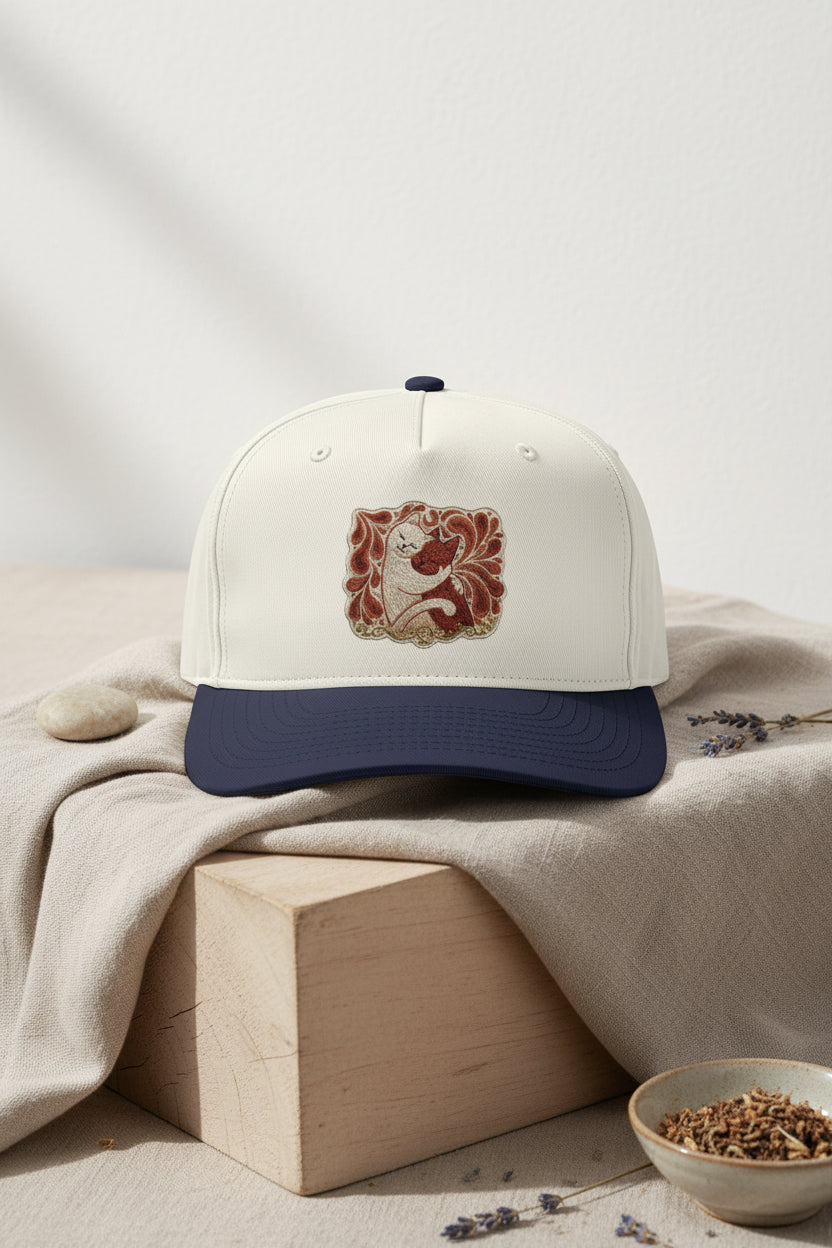 Vintage Floral Cat Trucker Hat
