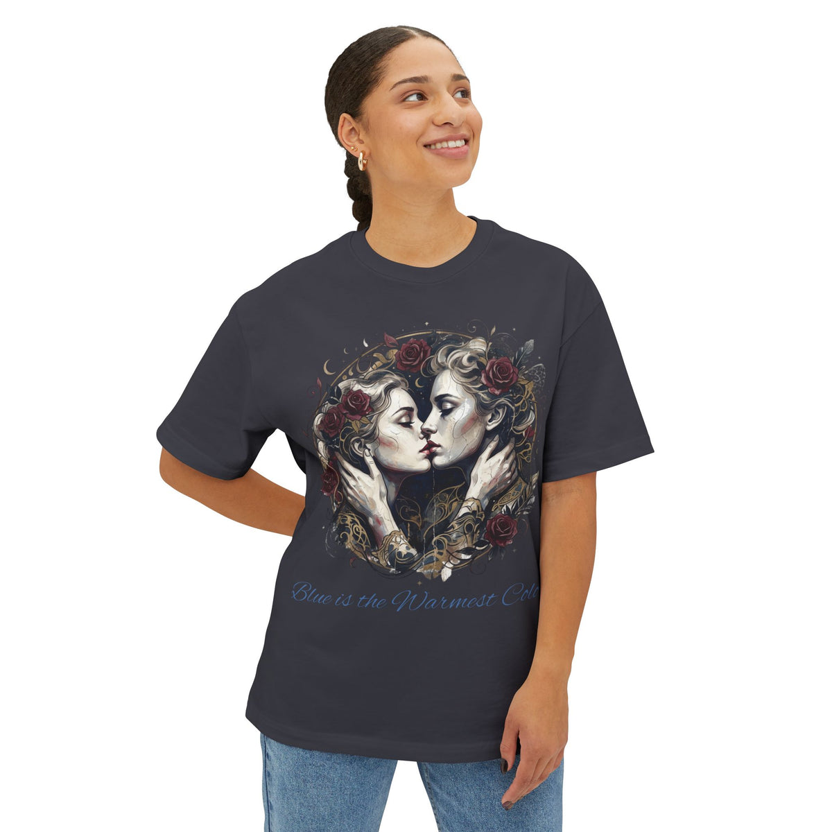 The Warmest Blue Graphic Tee — Floral Mirror Portrait Graphic