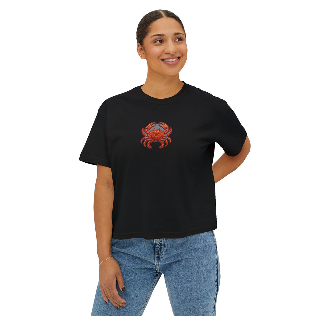 Crab Chest Graphic Tee — Women's Boxy Crop T‑Shirt