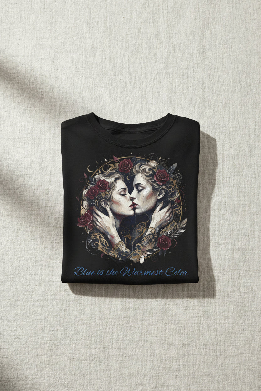 The Warmest Blue Graphic Tee — Floral Mirror Portrait Graphic