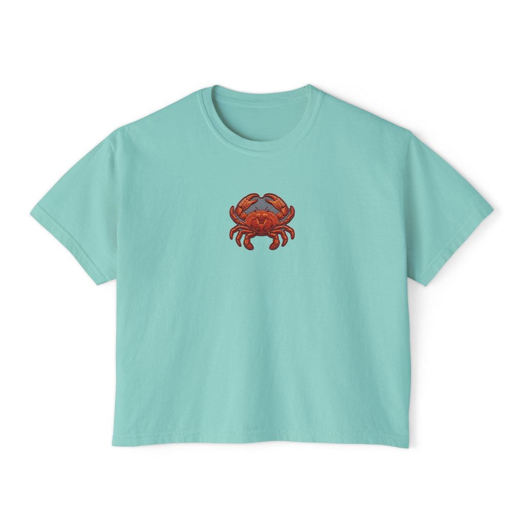 Crab Chest Graphic Tee — Women's Boxy Crop T‑Shirt