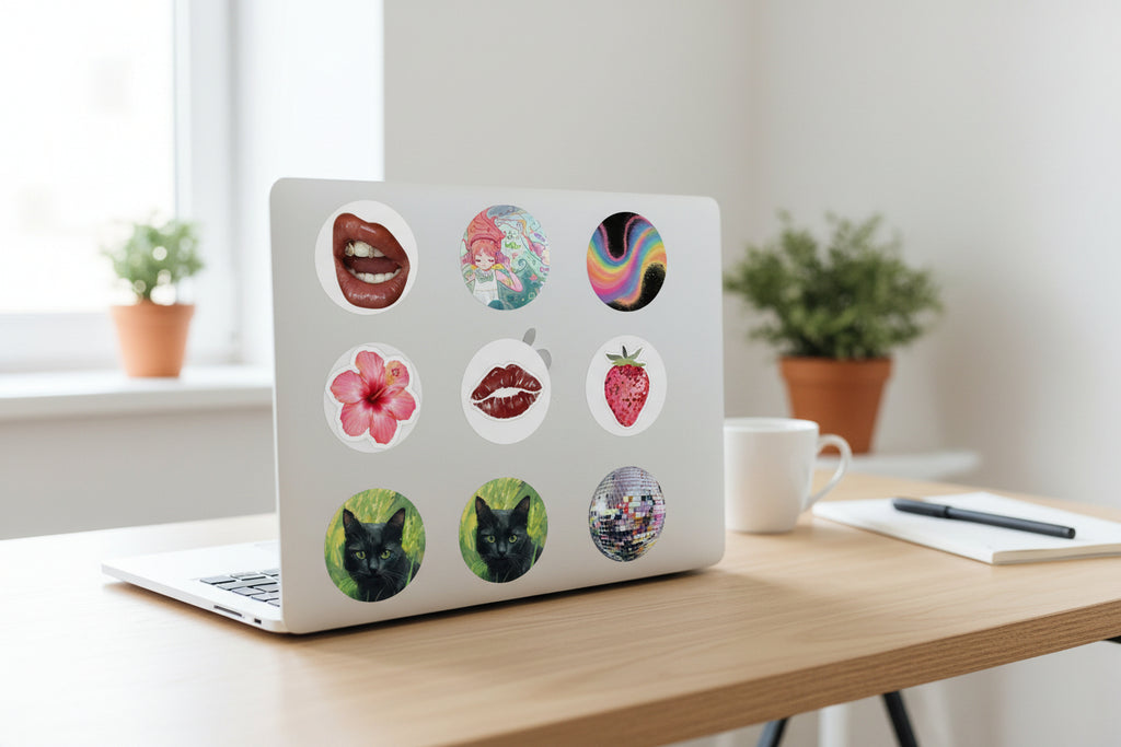 Y2K Aesthetic Vinyl Sticker Sheet – Retro Pop Art & Disco Ball Decals (51 mm),(15 pieces)