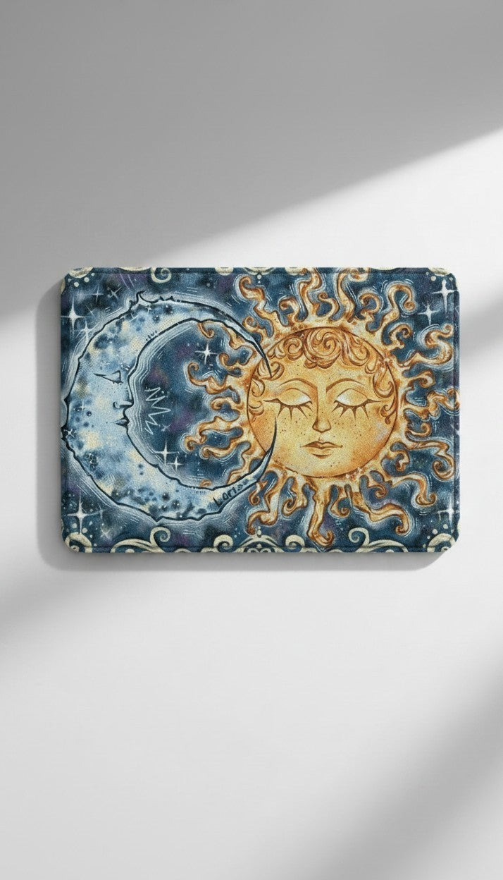 Celestial Leather Card Holder - Sun & Moon Edition