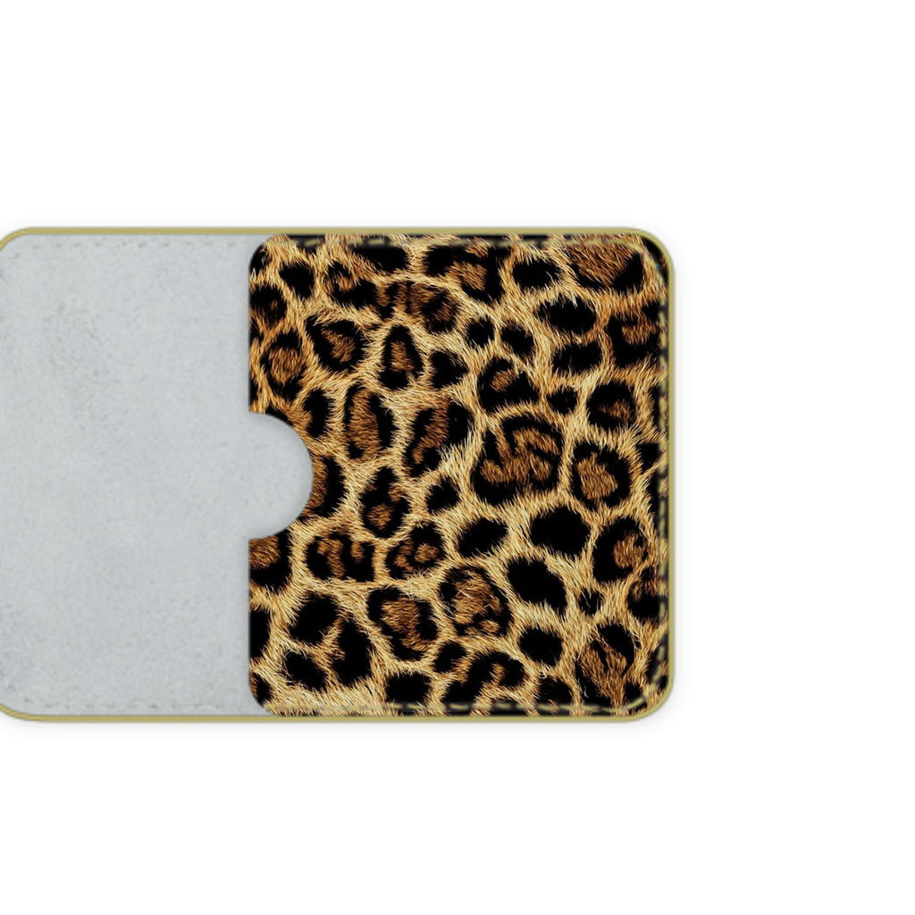 Wild Elegance Leather Card Holder - Leopard Edition