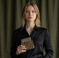 Wild Elegance Leather Card Holder - Leopard Edition